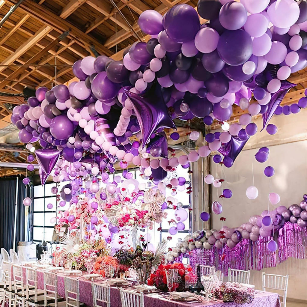 PartyWoo Purple Balloons - 140-Piece Lilac & Metallic Balloon Set | Perfect for Birthday & Party Decorations