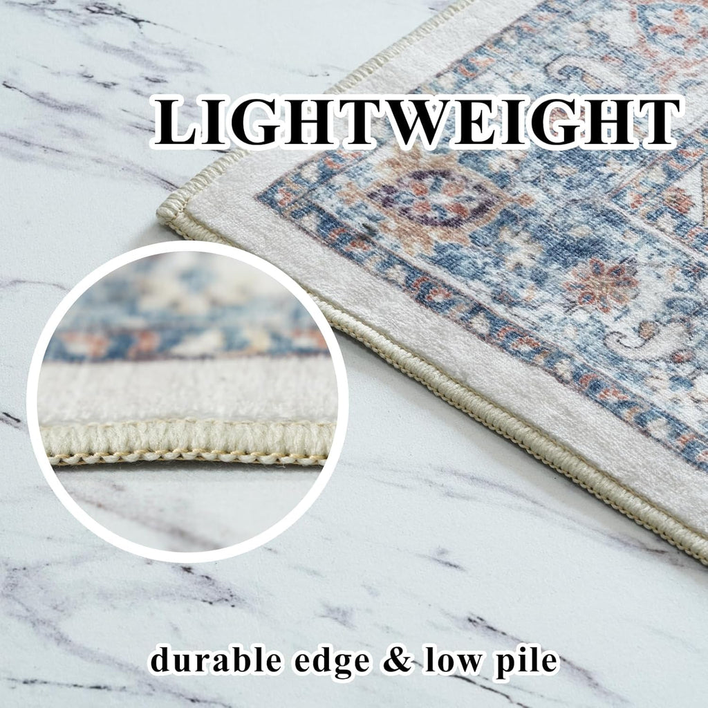 Skiennix Washable 3x4 Entryway Area Rug - Non-Slip, Water-Resistant Carpet for Kitchen & Bathroom (Brick)