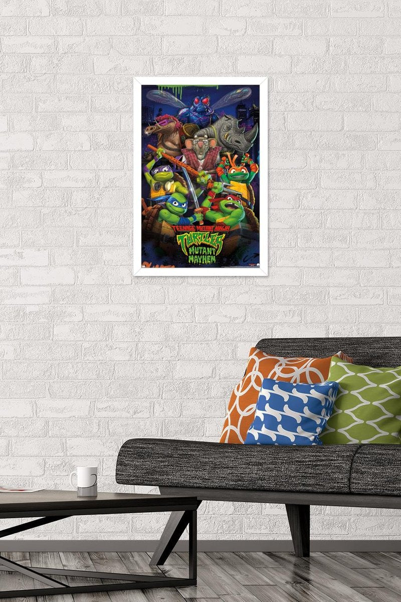 Trends International Teenage Mutant Ninja Turtles: Mutant Mayhem - Group Wall Poster, 22.4L x 14.7W, White Framed Version
