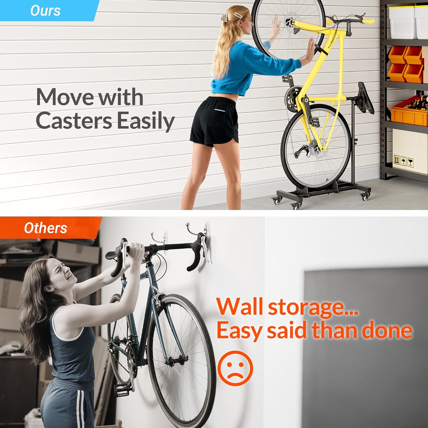 Sttoraboks Vertical Bike Stand - Freestanding Indoor Bicycle Rack with Adjustable Height for Wheels Up to 29”