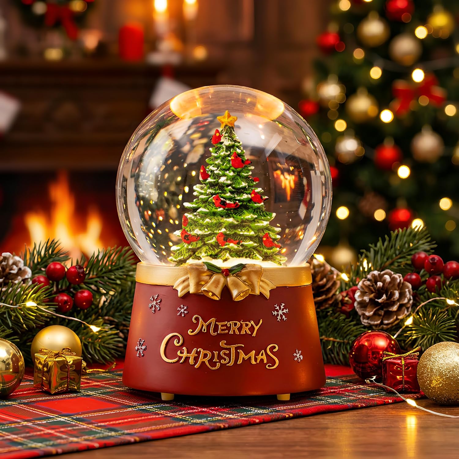 Regine Switzerland Christmas Snow Globe - Lighted Musical Decoration with Swirling Glitter | Perfect Holiday Gift