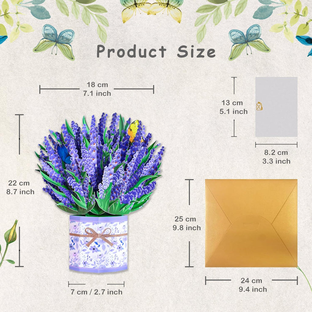 ROBBEAR 3D Lavender Bouquet Pop-Up Card - Perfect Greeting Card for Birthdays, Anniversaries & More