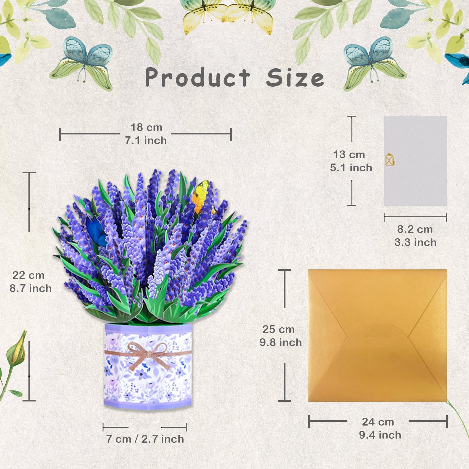 ROBBEAR 3D Lavender Bouquet Pop-Up Card - Perfect Greeting Card for Birthdays, Anniversaries & More