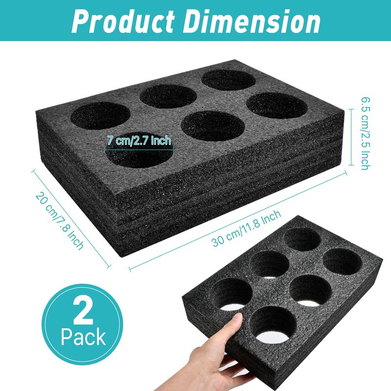 Akamino 2Pcs Takeout Cup Holders Foam, 6 Cups Foam Takeout Coffee Carrier Trays to Go Drink Holder for Delivery Hot and Cold Beverages, Milk Tea (Black, 31x20CM)