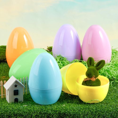 JOYIN Jumbo Easter Eggs - 10" Pastel Plastic Fillable Eggs | 6PCS for Treats, Party Favors, and Decorations
