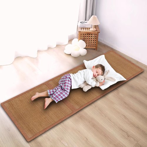 AIMECO Japanese Tatami Mat, 3PCS 2x2 Ft Natural Rattan Futon Floor Mattress Area Rugs for Sleeping Meditation Yoga, Brown