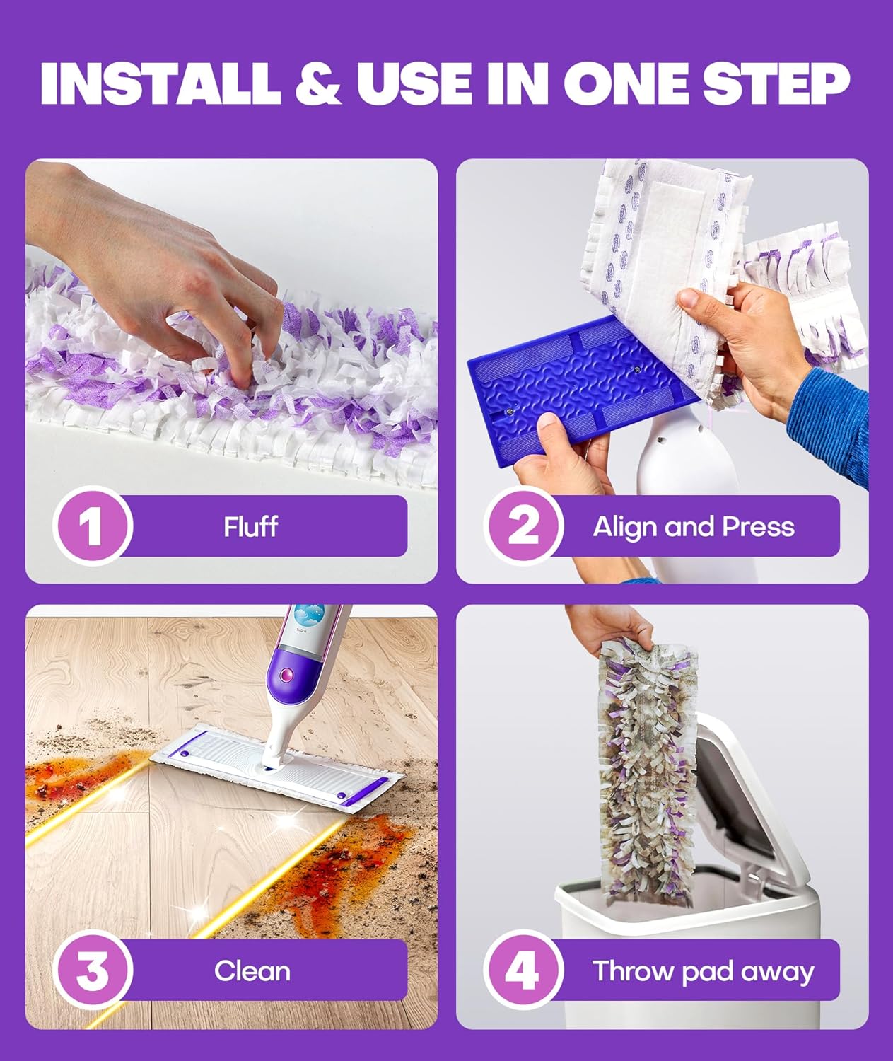 Skiennix 5X Cleaning Power Mop Refills - 30 Count Multi-Surface Disposable Pads for Swiffer Power Mop