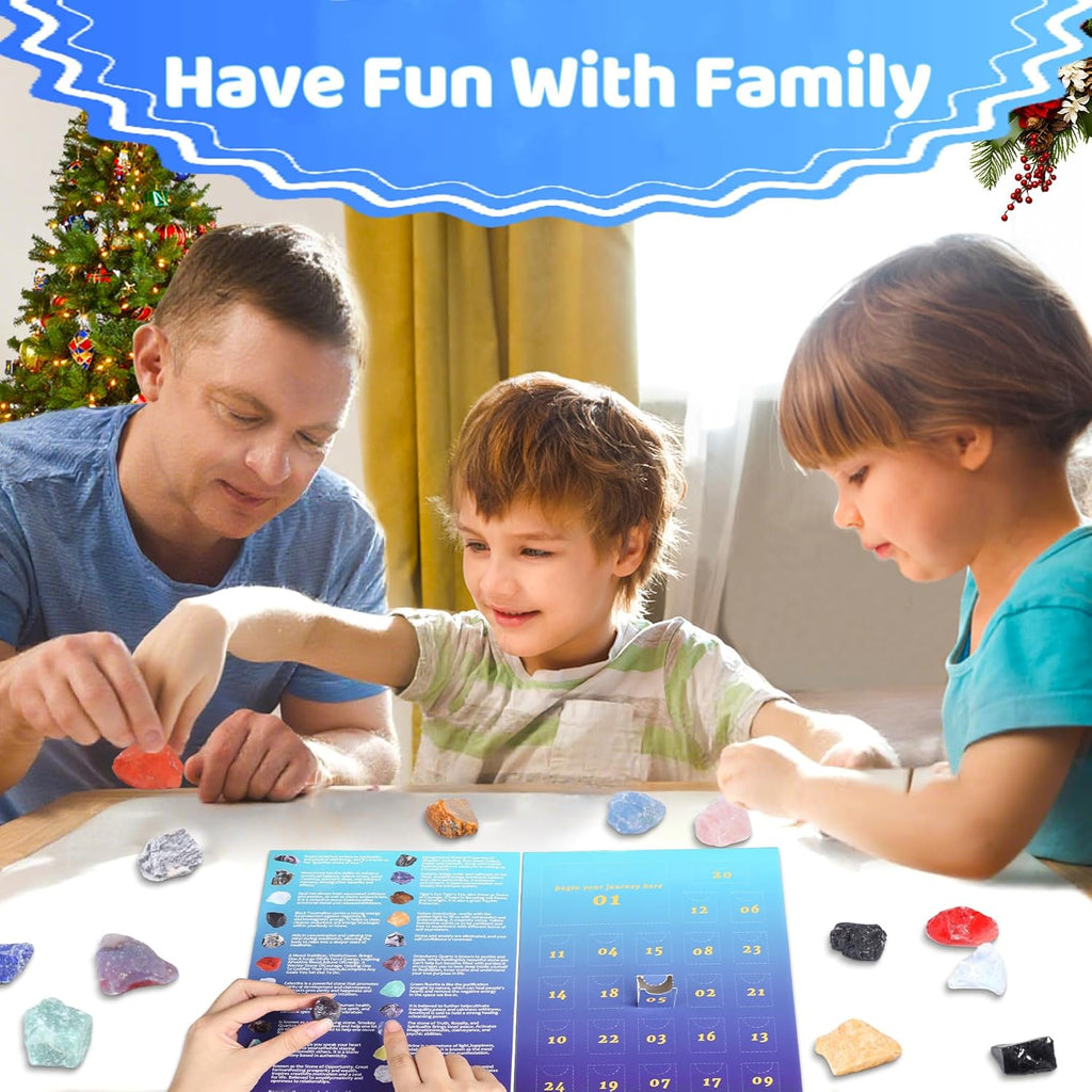 ZHIYUXI Crystal Advent Calendar 2025 - Rock Collection with 24 Gemstones for Christmas Countdown