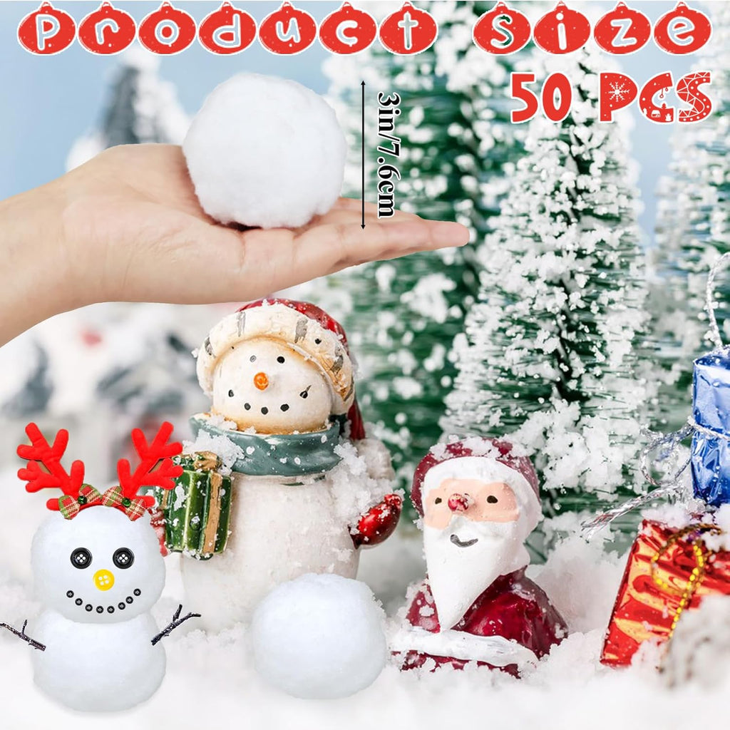 Skiennix 50 PCS 3-Inch Fake Snowballs - Realistic White Snowballs for Kids' Winter Fun & Decorations