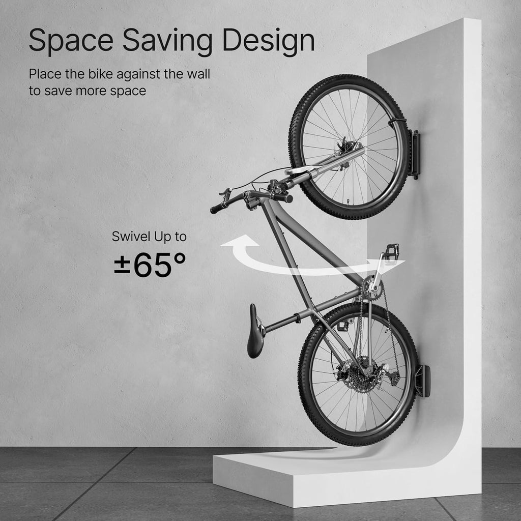 PEGZONE Heavy Duty Bike Hooks - Adjustable Wall Mount Hanger for Garage | Holds 77 Lbs, 2 Pack