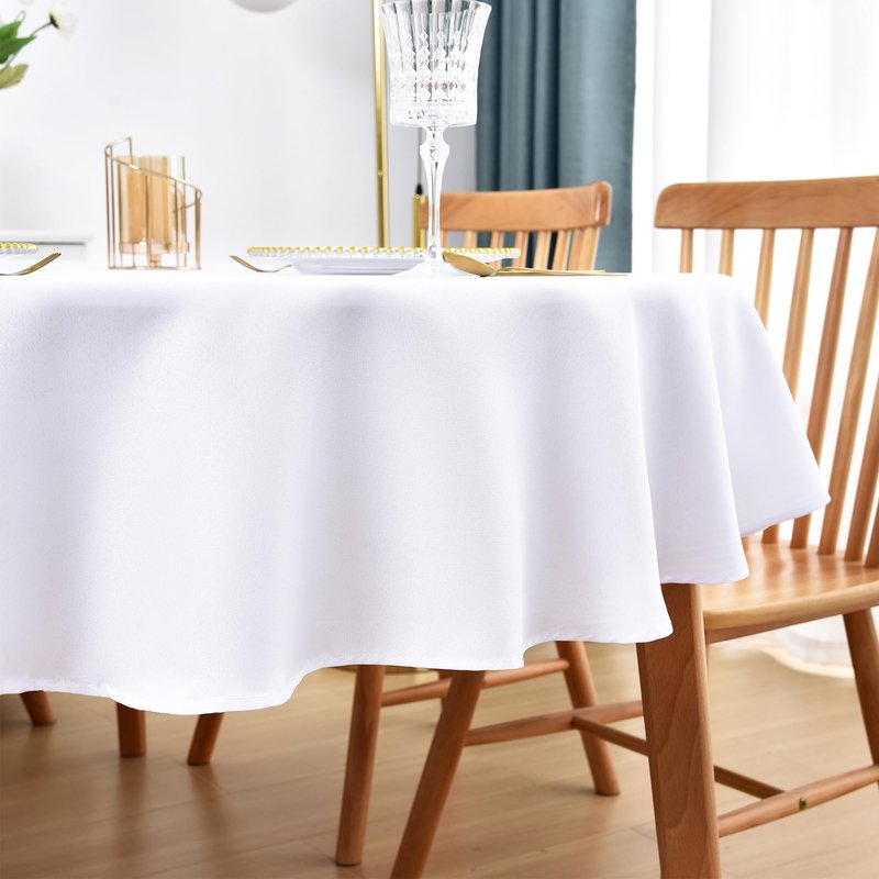 Nacuci Oval Tablecloth 60x102 Inch Polyester Fabric Table Cloth Solid White Heavy Duty Table Cover Washable for Dining Home Party