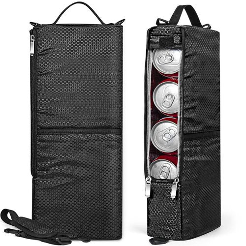 MIAOJIE Golf Cooler Bag - Golf Accessories for Men Women, Holds 6 Cans or 2 Wine Bottles, fits in Golf Bags, Insulated Beer Cooler Bag for Golfing, Beach Days, Picnic - Black