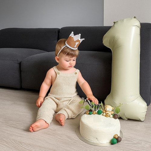 Beige 40-Inch Number 1 Balloon by [Brand Name] - Large Cream White Foil for First Birthday Decorations