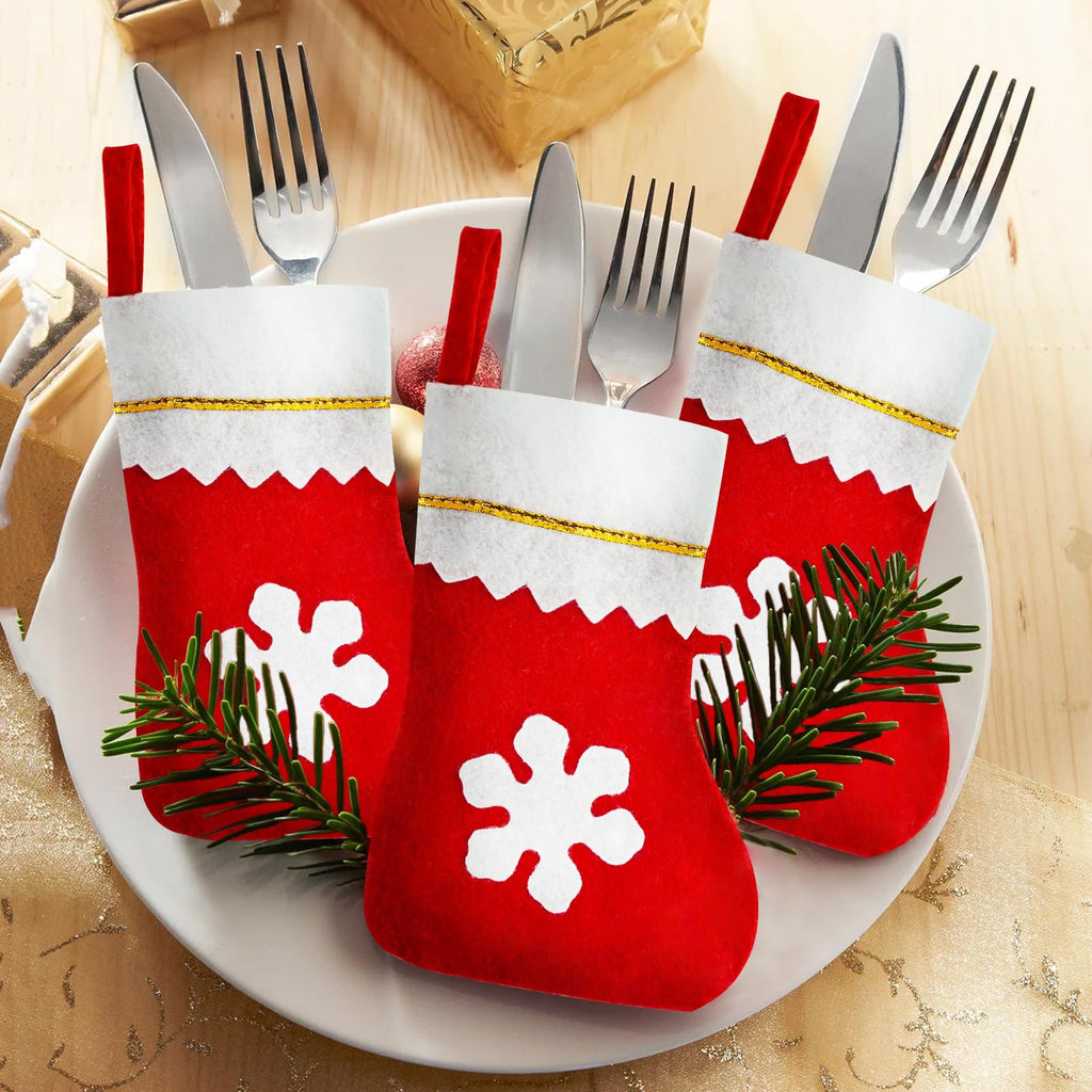 Succwoah 100 Pieces Red Felt Christmas Stockings Bulk 8 Inch Small Christmas Santa Stockings Hanging Xmas Stockings for Winter Christmas Trees Holiday Home Party Decoration(Red with White Trim)