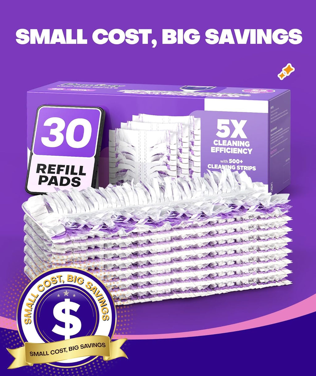 Skiennix 5X Cleaning Power Mop Refills - 30 Count Multi-Surface Disposable Pads for Swiffer Power Mop