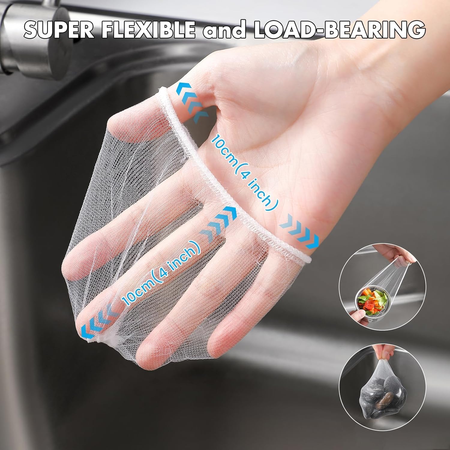 200 Pack Kitchen Sink Strainer Mesh Bags - Anti-Clogging Disposable Drain Covers | Fits Most Strainers (4.0 x 4.0 Inch)