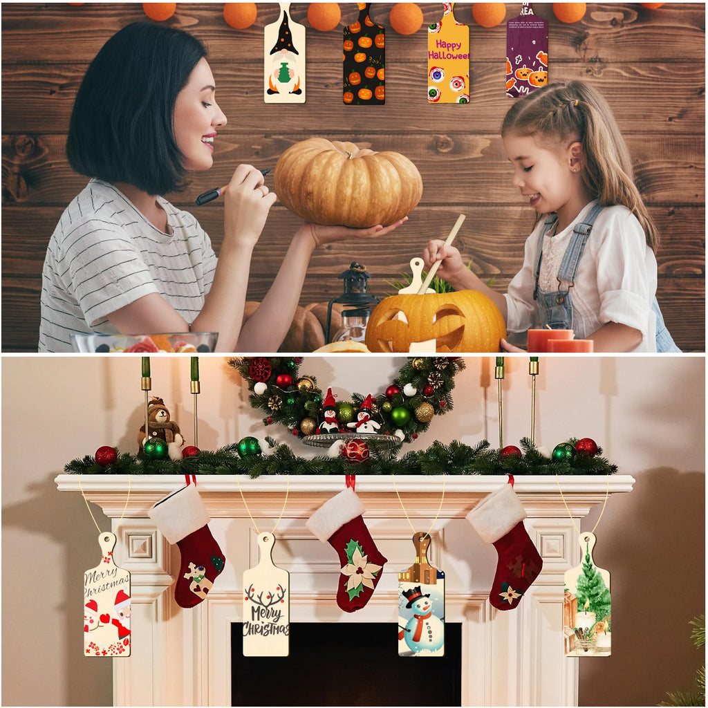 36 Pcs Wooden Mini Cutting Board with Handle Unfinished Wood Craft Mini Charcuterie Boards Paddle Blank Small Chopping Plank for DIY Kitchen Cooking Vegetables Decor(9.4 x 3.5 Inch)