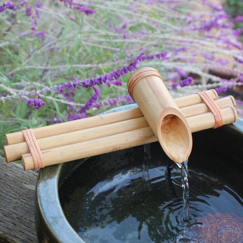 Bamboo Accents Zen Fountain Kit - Three-Arm, Split-Resistant Bamboo for DIY Indoor/Outdoor Oasis - for Large Containers (Bowl Not Included) (12" Three-Arm)