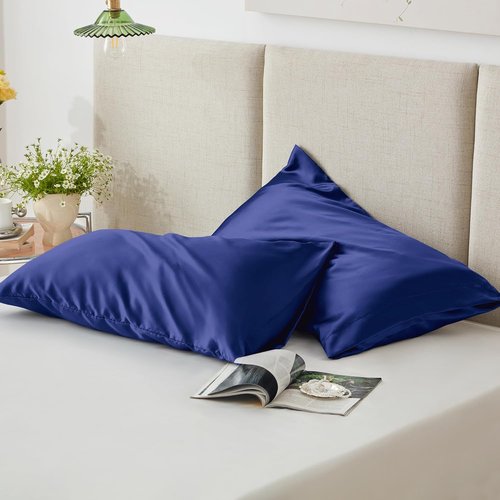 Love's Cabin Satin Pillowcase Set - Cooling Standard Size 20x26 for Hair & Skin, Silky Smooth, Navy
