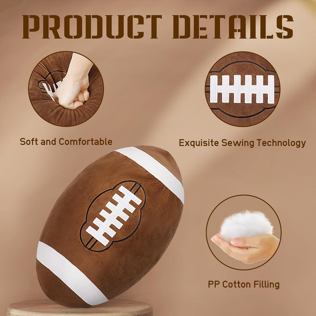 OurHonor Football Plush - 18" Soft Fluffy 3D Stuffed Football Pillow | Cute Indoor Outdoor Decoration for Kids