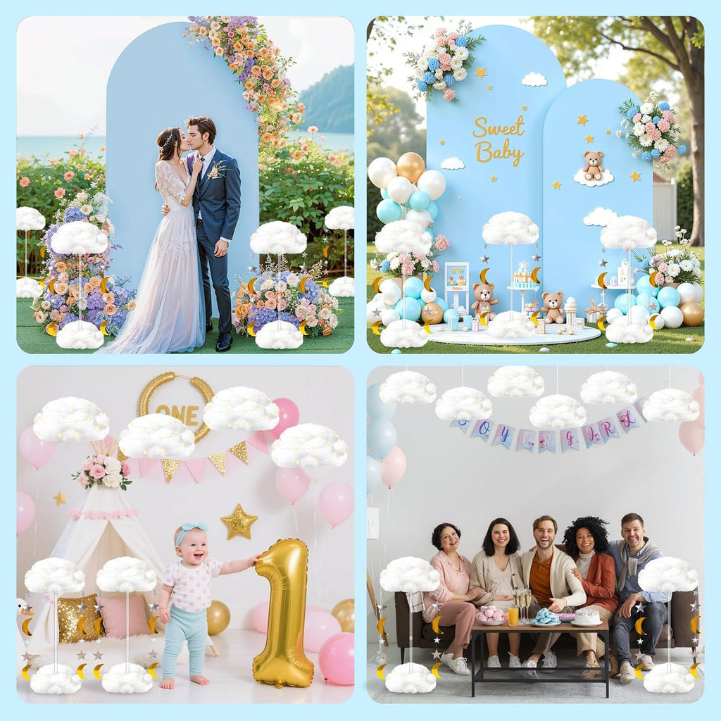 Skiennix 3D Fluffy Cloud LED Light Kit - DIY Hanging & Table Centerpiece for Baby Showers, Nurseries & Parties