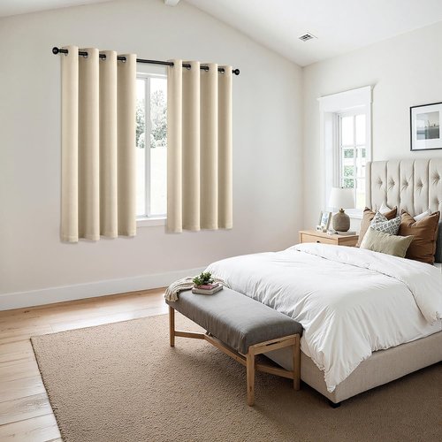 MIULEE Blackout Curtains - Cream Beige Thermal Insulated Drapes | 63-Inch Long, Noise-Reducing 2 Panels