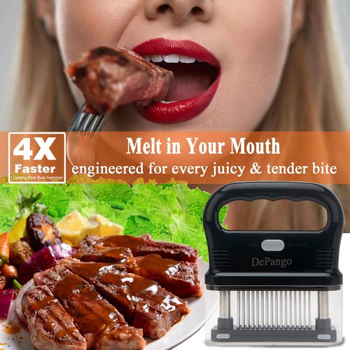 DePango Meat Tenderizer, Meat Tenderizer Needle with Heavy-Duty Stainless Steel 48 Blades for Tenderizing Steak/Chicken Breast/Pork Chops/Beef Brisket, Detachable for Cleaning, Dishwasher Safe (Large)