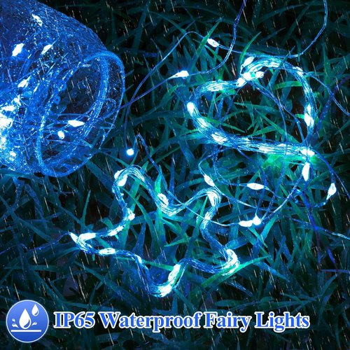 Lakumu Fairy Lights - 6-Pack Battery Operated 7FT 20 LED Waterproof Silver Wire for DIY Decor | Blue