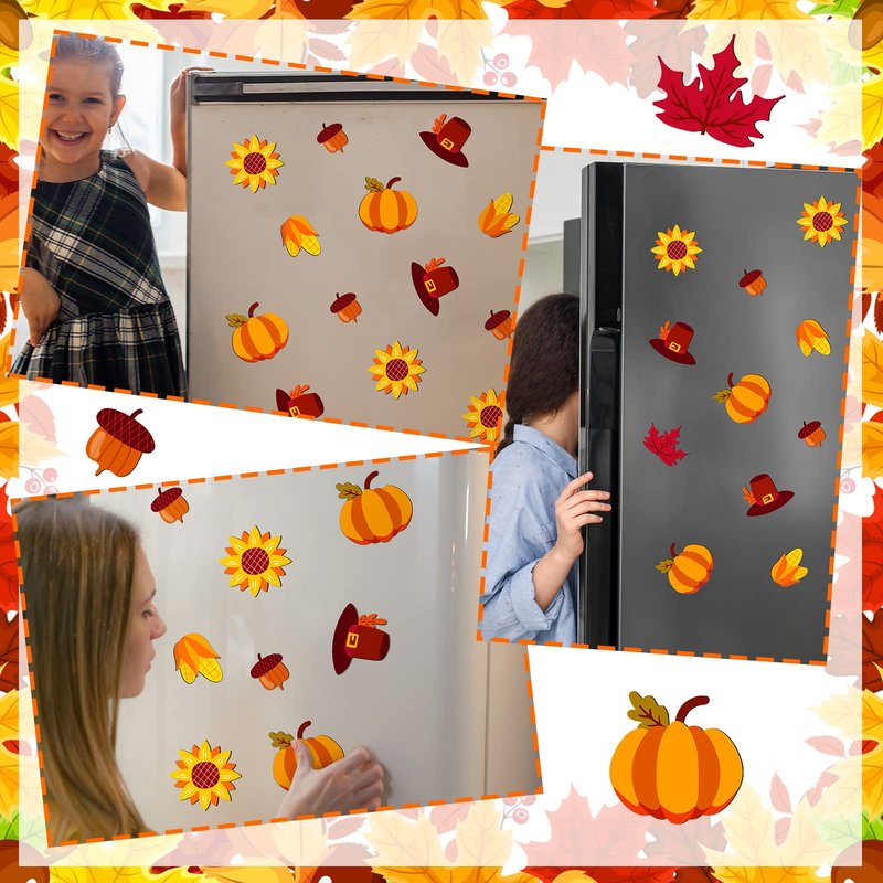 Tallew 24 Pcs Fall Refrigerator Magnets Fall Theme Car Decals Holidays Magnetic Stickers Pumpkin Autumn Leaves Acorn Decoration Autumn Harvest Decoration Fall Theme Thanksgiving Decoration(Null)