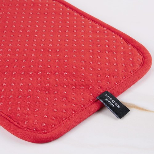 Kate Spade New York Cherry Dot Kitchen Towel, Oven Mitt & Pot Holder 4-Pack Set, 17" x 28", 7" x 13", 7" x 10", White/Red/Blue