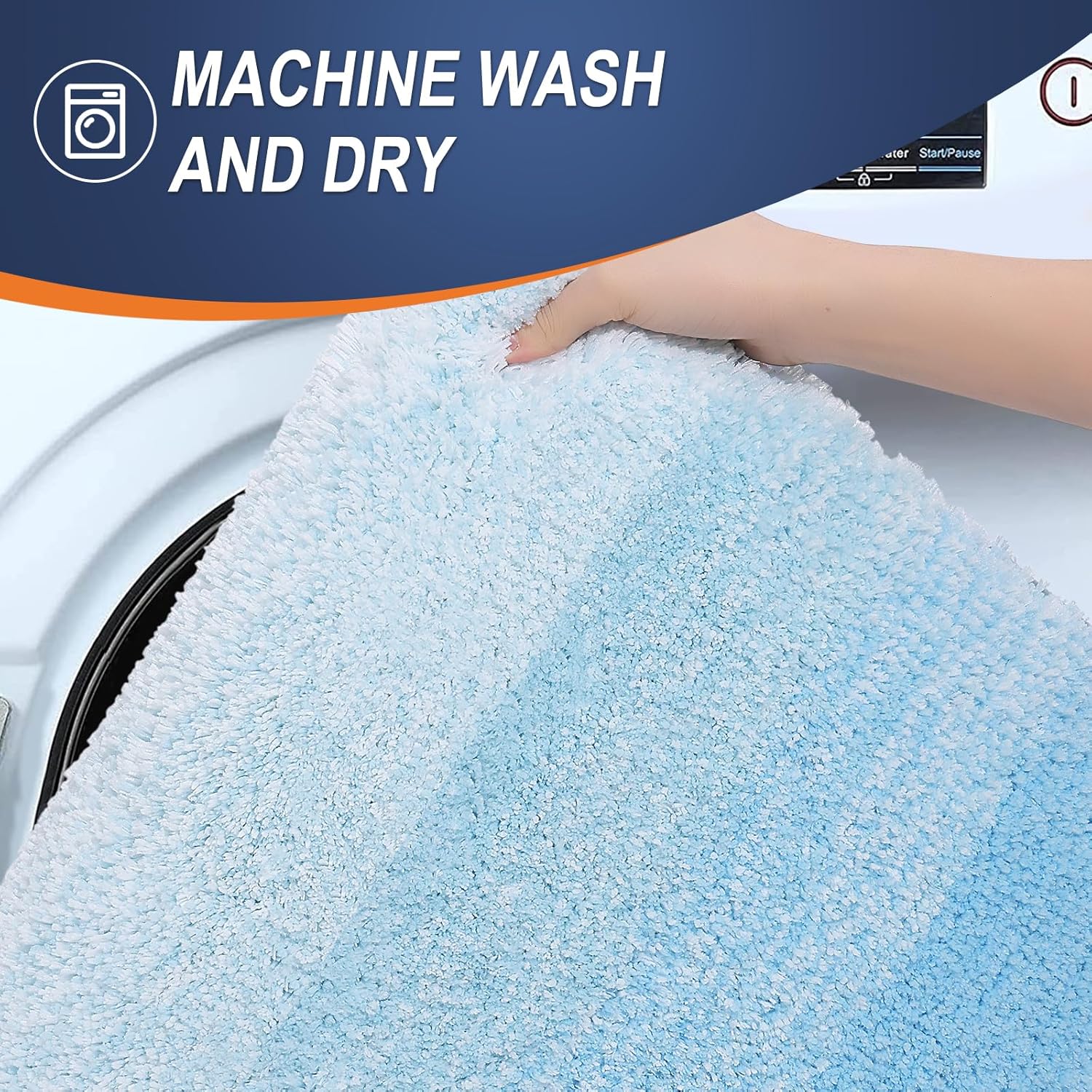 OLANLY Large Bath Rugs - Extra Soft Microfiber, Quick Dry & Machine Washable | Sky Blue 50x30