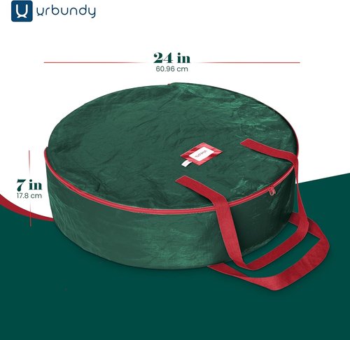 Heavy Duty Wreath Storage Bag | 24-Inch Waterproof Christmas Wreath Container - Green Design