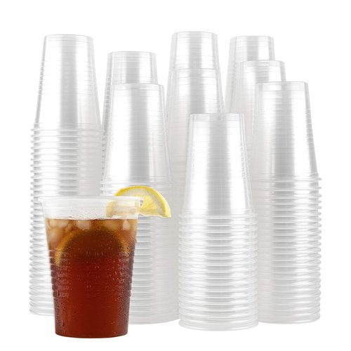 PLASTICPRO Plastic Disposable Drinkng Cps Durable Clear reusable (300, 16 Ounce)