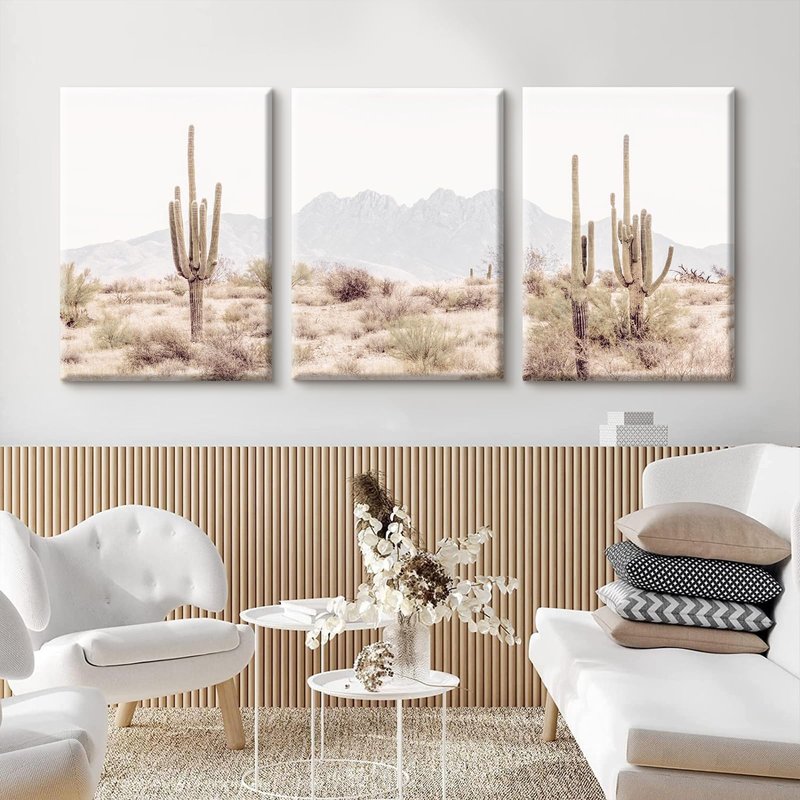 Pennclys Sonoran Desert Landscape Wall Art Cactus Arizona Canvas Wall Decor Desert Poster Pictures Saguaro Cactus Art Prints Landscape Painting for Home Bedroom 16x24x3 Inch Ready to Hang
