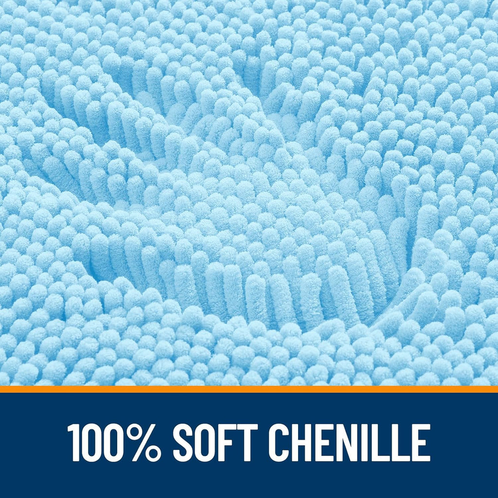OLANLY Bathroom Runner Rugs - Soft Absorbent Chenille with Rubber Backing | Quick Dry, 47x20, Sky Blue