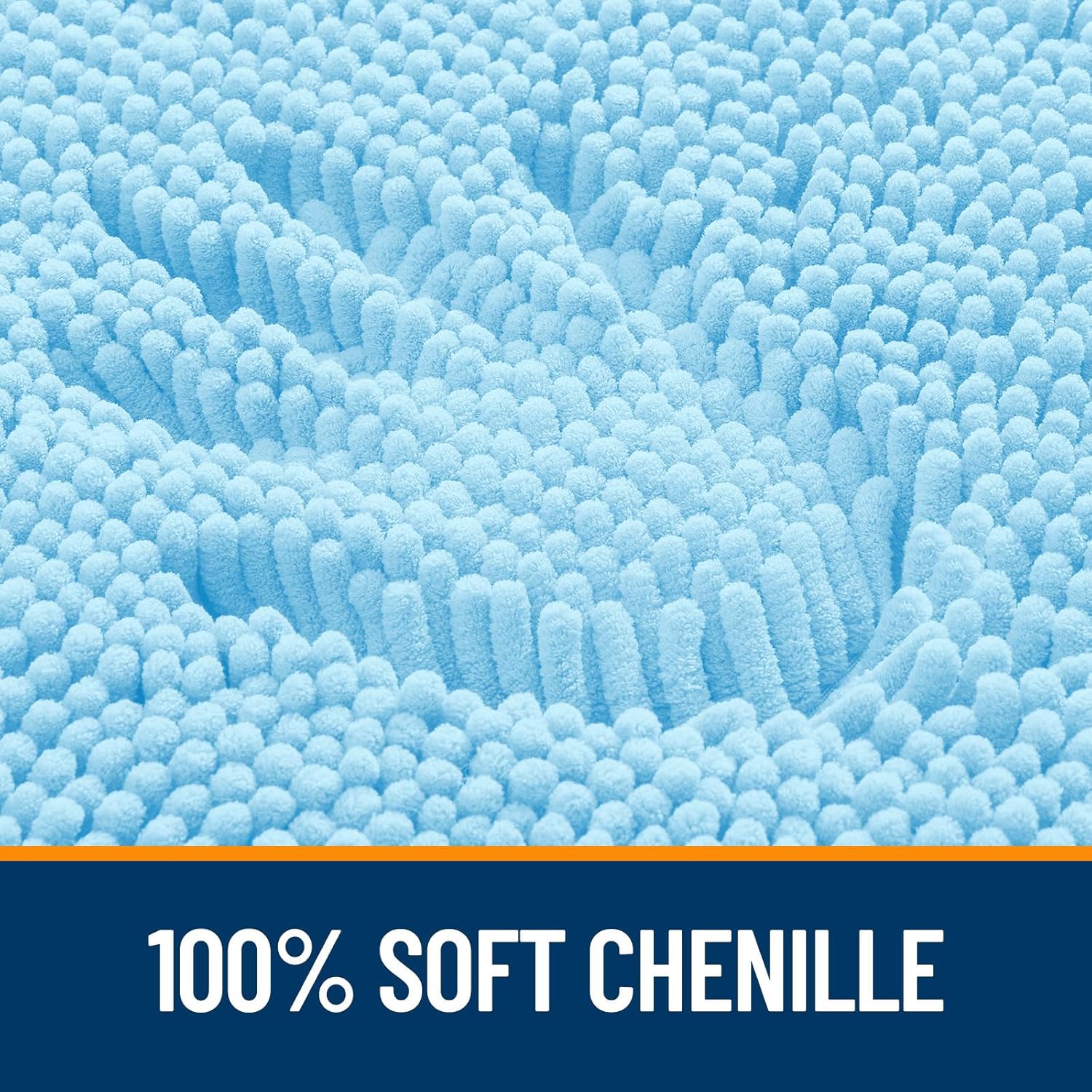 OLANLY Bathroom Runner Rugs - Soft Absorbent Chenille with Rubber Backing | Quick Dry, 47x20, Sky Blue