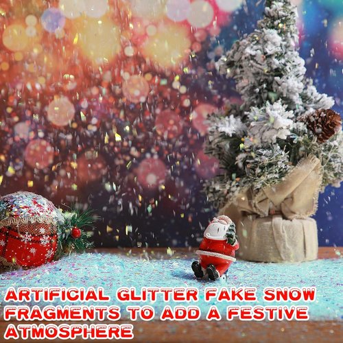Aoriher Artificial Snow | Sparkling Blue Glitter Flake Snow for Christmas Crafts & Decor (0.55 lb)