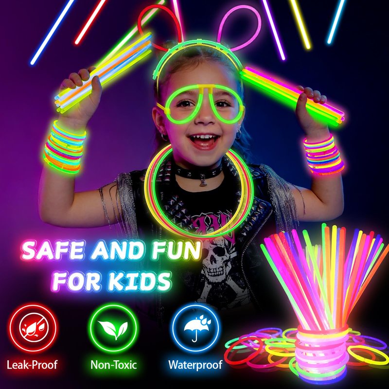 SHQDD 248 PCS Glow Party Supplies,Glow in the Dark Party Favors, 24PCS Foam Glow Sticks, 24PCS LED Glasses and 200PCS Glow Sticks Bracelets, Neon Party Favors for Wedding,Concert,Raves and Birthday