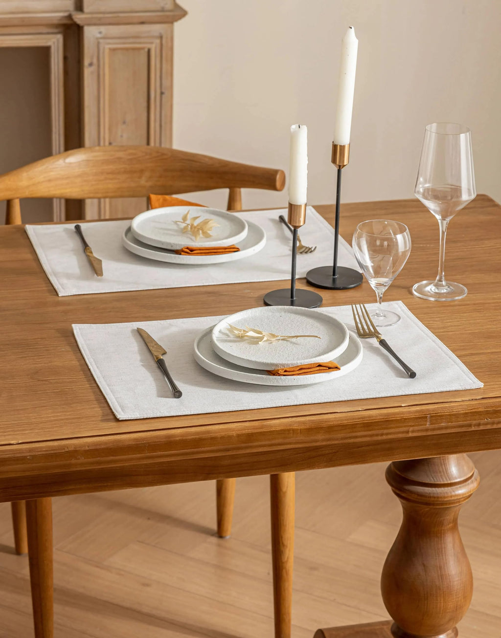 Placidy Rectangular Cloth Place Mats for Dining Tables Set of 12 Washable Water Repellent Non Slip Durable Linen Placemats Table Protective 12x18 Inch