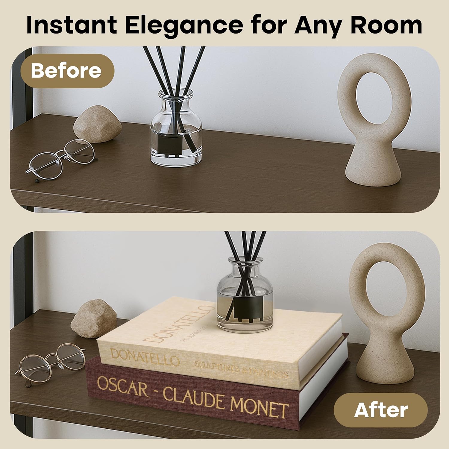 Regine Switzerland Decorative Books - Set of 2 Faux Books with Magnet Closure for Home Decor | Photo Storage & Keepsake Box