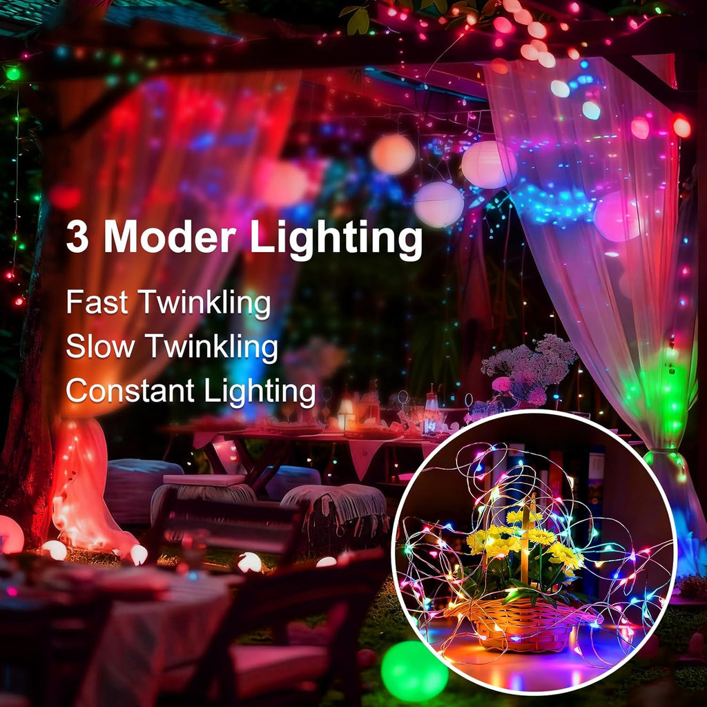 Skiennix Fairy Lights - 20 LED Battery Operated Mini String Lights | 7ft Waterproof Silver Wire for Weddings & Parties