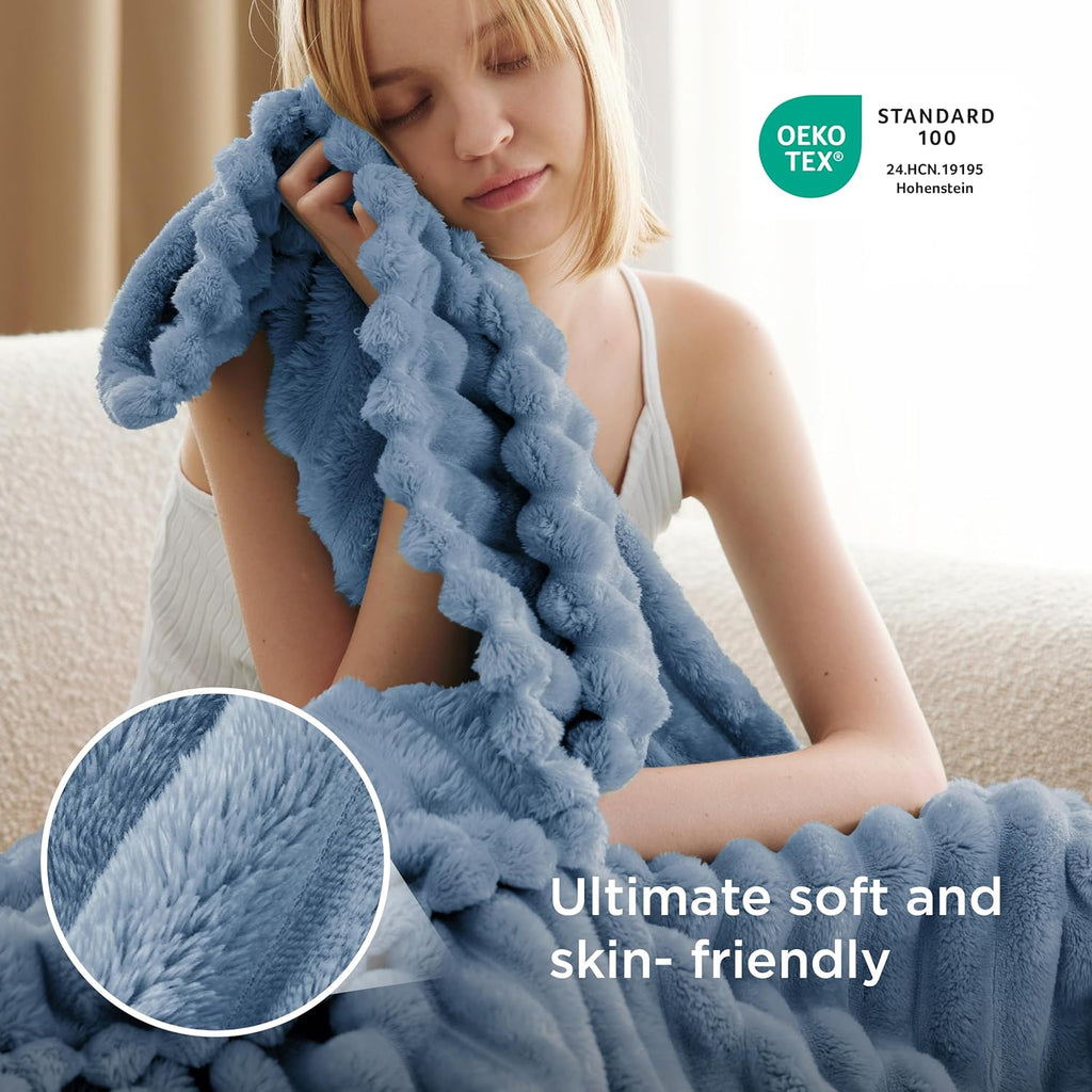 Bedsure GentleSoft Throw Blanket - Cozy, Soft Couch Blanket in Blue | Perfect 50x70 Inches Size