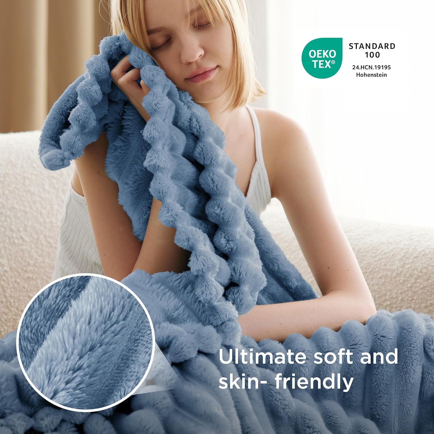 Bedsure GentleSoft Throw Blanket - Cozy, Soft Couch Blanket in Blue | Perfect 50x70 Inches Size