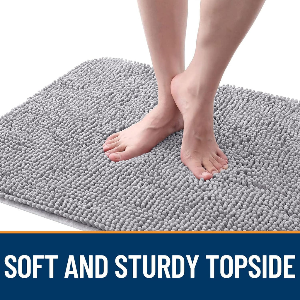 OLANLY Dog Door Mat - Absorbent Non-Slip Mud Mat for Indoor Use | Quick Dry Chenille, 40x24, Light Grey