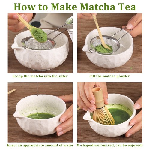 Matcha whisk Sets,Japanese Matcha Set,Matcha Bowl with Spout,Matcha Whisk and Holder,Bamboo Scoop,Sifter - 6 Pcs Tea Set for Matcha Lover,Tea Ceremony,Thanksgiving,Christmas gifts(Blue)