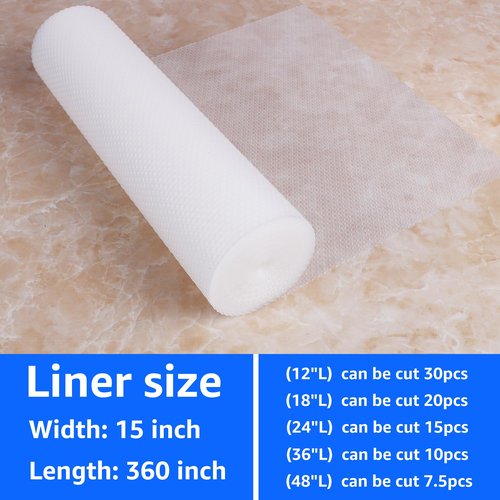 PABUSIOR Shelf Liners for Kitchen Cabinets - Clear Drawer Liners 15 inch Wide - Easy to Cut Waterproof Kitchen Cabinet Liner - Non-Adhesive Bathroom Cupboard Mat for Fridge 15 x 360 Inch