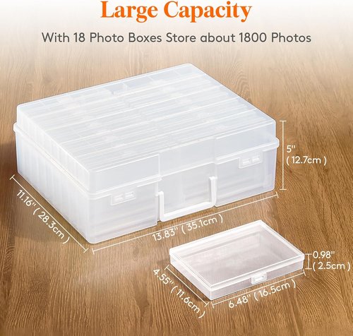 Lifewit Photo Storage Box - 18 Clear Organizers with Lids & Labels | 4x6 Size for Photos & Crafts