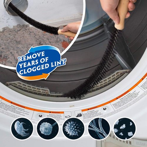 Holikme Dryer Vent Cleaner Kit - 2 Pieces with Lint Vacuum Attachment & Flexible Brush | Grey