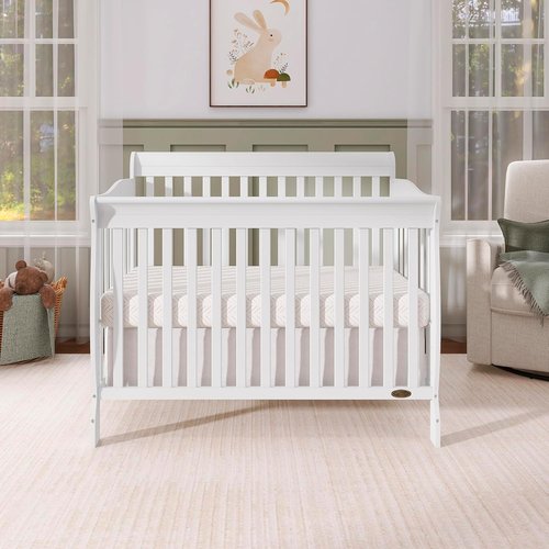 Dream On Me Ashton 4-in-1 Convertible Baby Crib - Full-Size, Sustainable Pinewood, White Finish