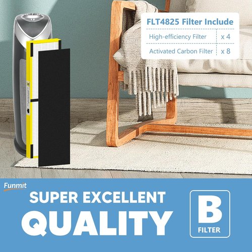 G-Guardian FLT4825 Air Purifier Filter B Replacement - 4 High Efficiency + 8 Activated Carbon Pre-Filters - Yellow